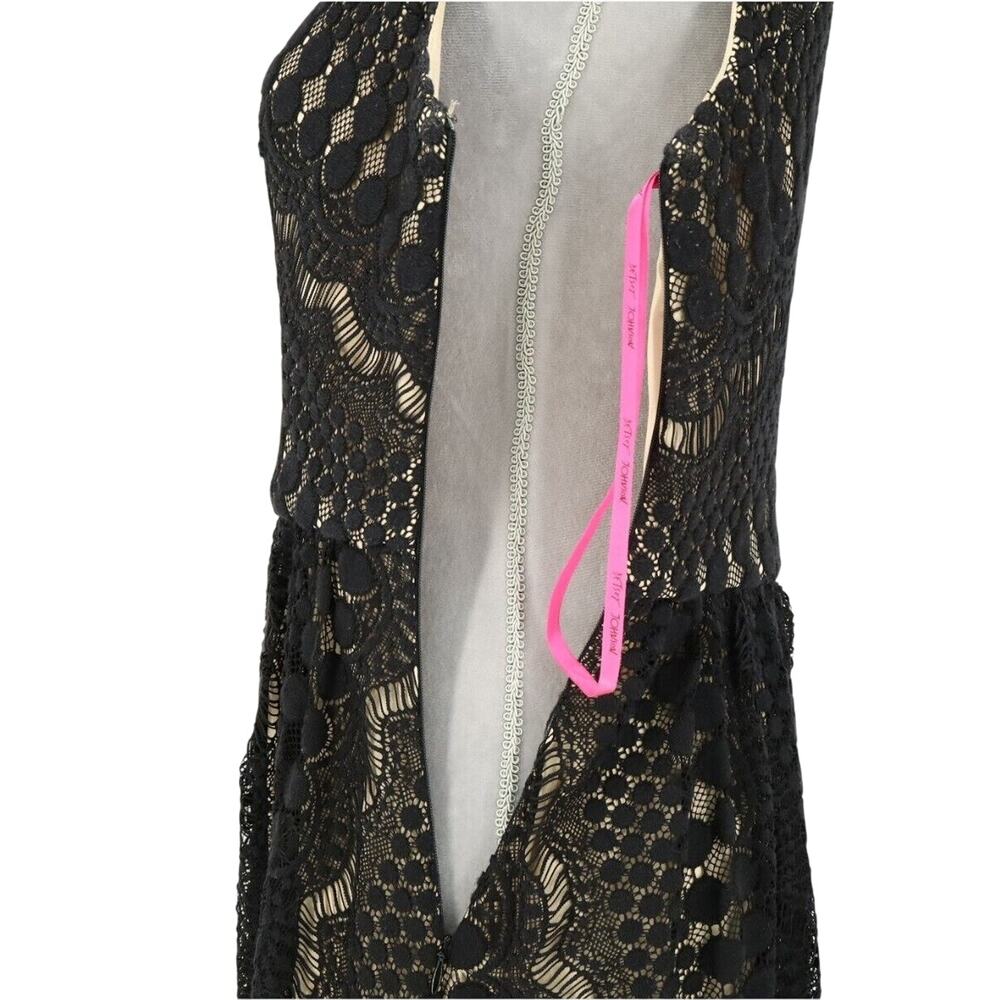 Betsey Johnson Dress Womens 4 Black Lace Beige Lined Side Zip Fit n Flare Party - Picture 10 of 12